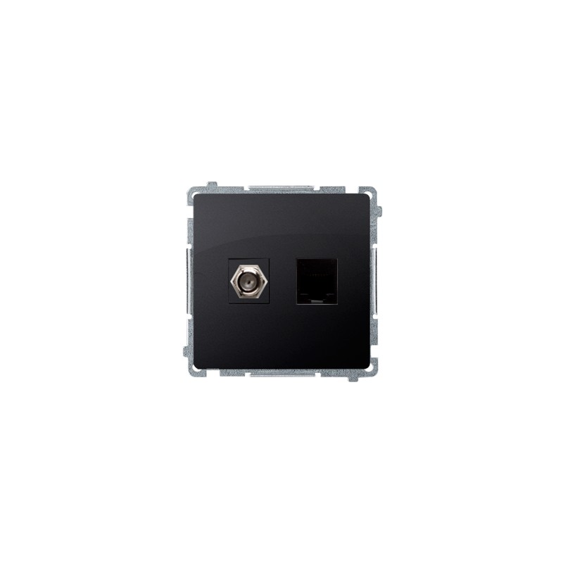 Simon Basic Gniazdo antenowe typu F + komputerowe RJ45 kat.6 grafit matowy BMAFRJ45.01/28 Simon Basic Gniazdo antenowe typu F + komputerowe RJ45 kat.6 grafit matowy BMAFRJ45.01/28
