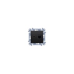 Simon 10 Gniazdo antenowe typu F + RJ45 kat.5e (moduł) czarny mat CASFRJ455.01/49