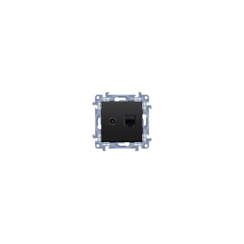 Simon 10 Gniazdo antenowe typu F + RJ45 kat.5e (moduł) czarny mat CASFRJ455.01/49 Simon 10 Gniazdo antenowe typu F + RJ45 kat.5e (moduł) czarny mat CASFRJ455.01/49