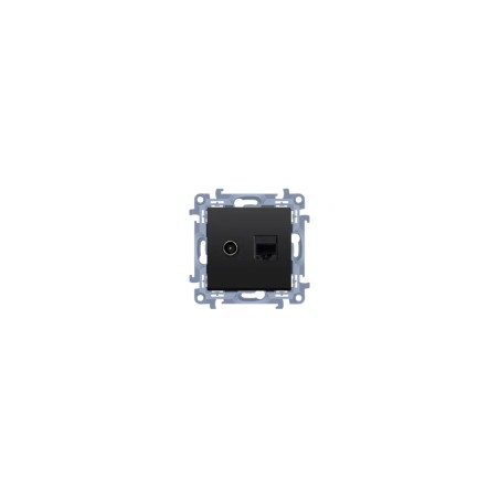 Simon 10 Gniazdo antenowe typu F + RJ45 kat.5e (moduł) czarny mat CASFRJ455.01/49