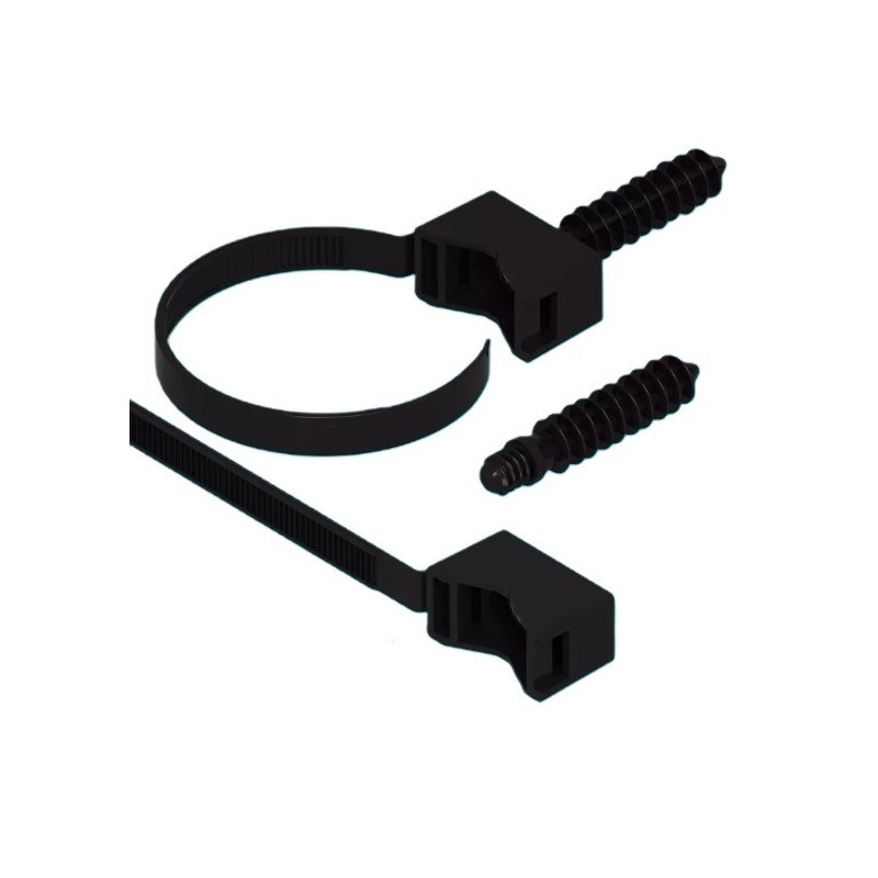 UCHWYT ZACISKOWY DO RUR 32-60mm AKS ZIELONKA PVC CZARNY STABILNY