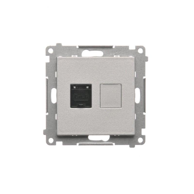 Simon 55 Gniazdo komputerowe pojedyncze RJ45 kategoria 6, z przesłoną przeciwkurzową (moduł) Aluminium mat T61.01/143