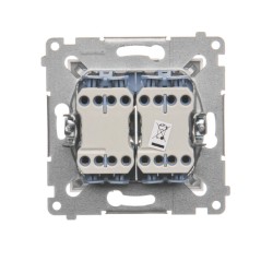Simon 54 Łącznik krzyżowy podwójny z podświetleniem LED , szybkozłącza, biały DW7/2L.01/11