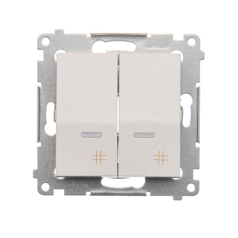 Simon 54 Łącznik krzyżowy podwójny z podświetleniem LED , szybkozłącza, biały DW7/2L.01/11