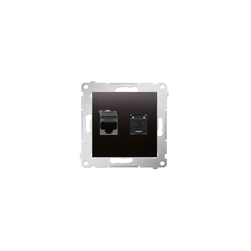 Simon 54 Gniazdo komputerowe podwójne RJ45 kategoria 6 z przesłoną przeciwkurzową (moduł) czarny mat D62.01/49 Simon 54 Gniazdo komputerowe podwójne RJ45 kategoria 6 z przesłoną przeciwkurzową (moduł) czarny mat D62.01/49