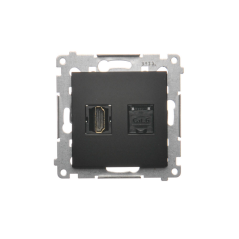Simon 54 Gniazdo HDMI + RJ45 kat.6. (moduł) czarny mat DGHRJ45.01/49