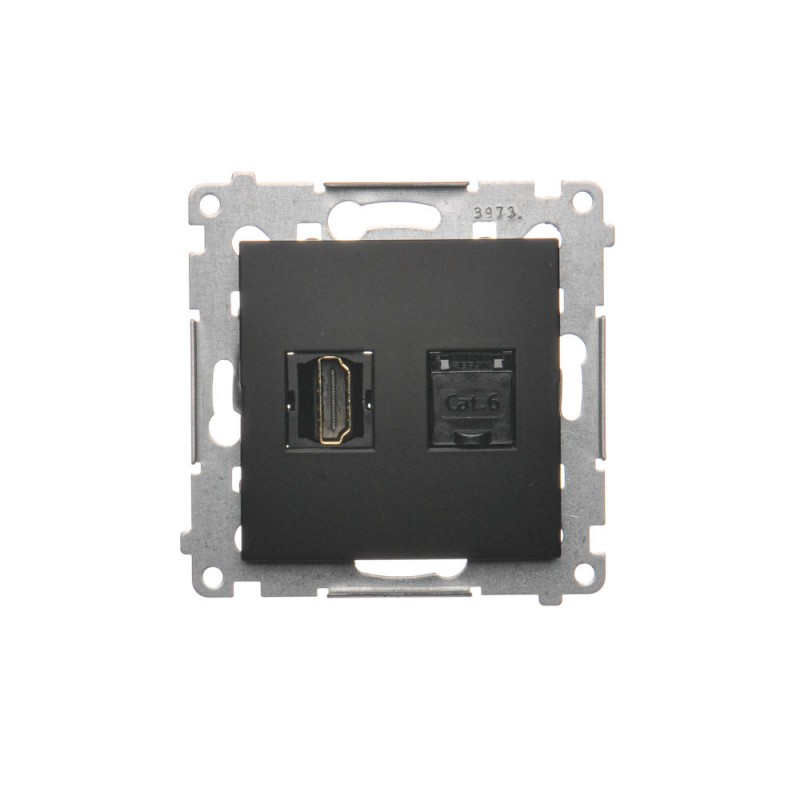Simon 54 Gniazdo HDMI + RJ45 kat.6. (moduł) czarny mat DGHRJ45.01/49