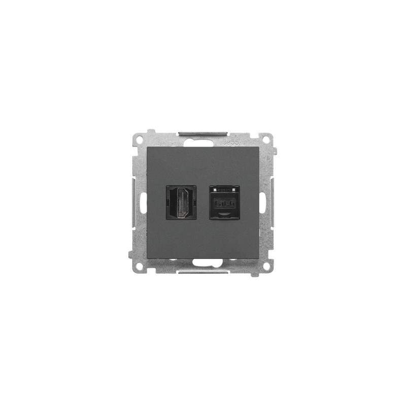 Simon 55 Gniazdo HDMI + RJ45 kat.6. (moduł) Grafitowy mat TGHRJ45.01/116