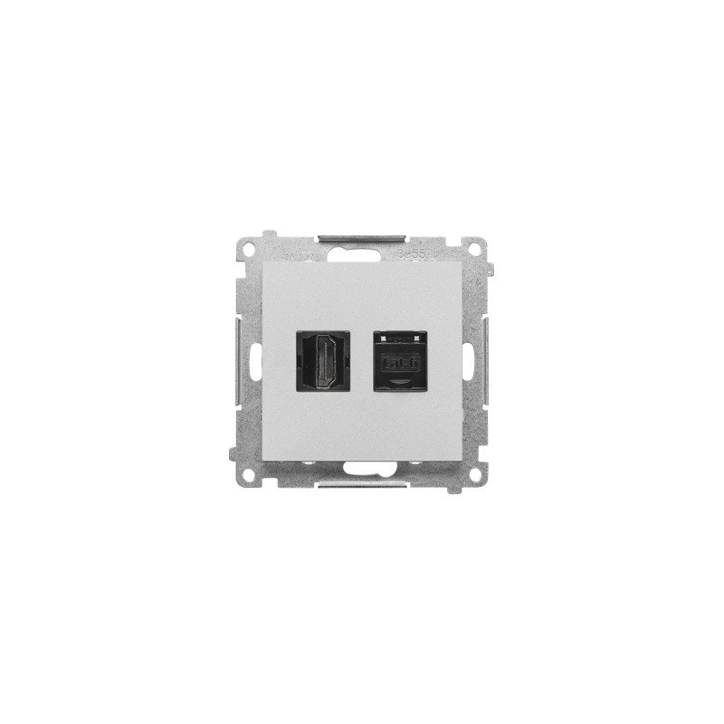 Simon 55 Gniazdo HDMI + RJ45 kat.6. (moduł) Aluminium mat TGHRJ45.01/143 Simon 55 Gniazdo HDMI + RJ45 kat.6. (moduł) Aluminium mat TGHRJ45.01/143