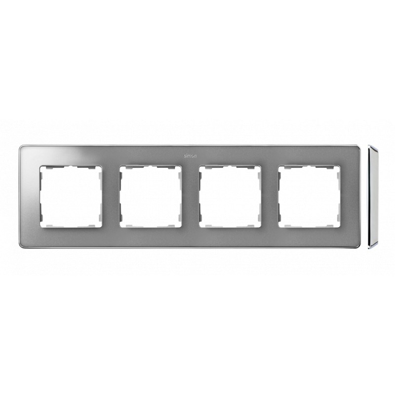 Simon Detail 82 Ramka poczwórna Detail SELECT-metal ALUMINIUM / podstawa Chrom 8201640-093