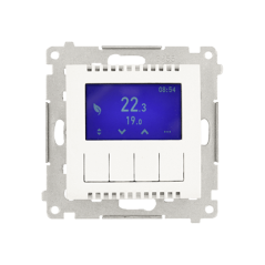 Simon 54 Termostat programowalny z wyświetlaczem z wew zewn czujnikiem temperatury bez sondy (moduł) 16A 230V biały DETD1A.01/11