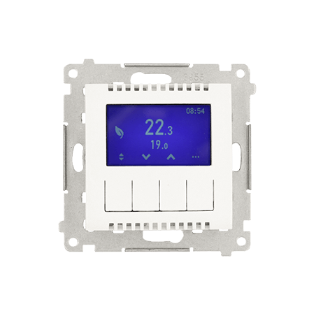 Simon 54 Termostat programowalny z wyświetlaczem z wew zewn czujnikiem temperatury bez sondy (moduł) 16A 230V biały DETD1A.01/11