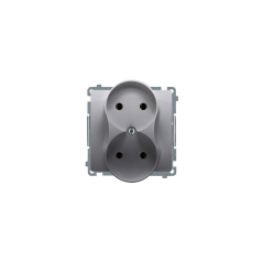 Simon Basic Gniazdo podwójne b/u 16A IP20 stal inox BMG2M.01/21