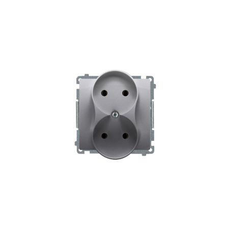 Simon Basic Gniazdo podwójne b/u 16A IP20 stal inox BMG2M.01/21