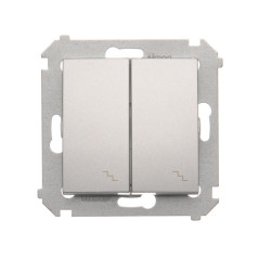 Simon 54 Łącznik schodowy podwójny z podświetleniem srebrny mat DW6/2L.01/43