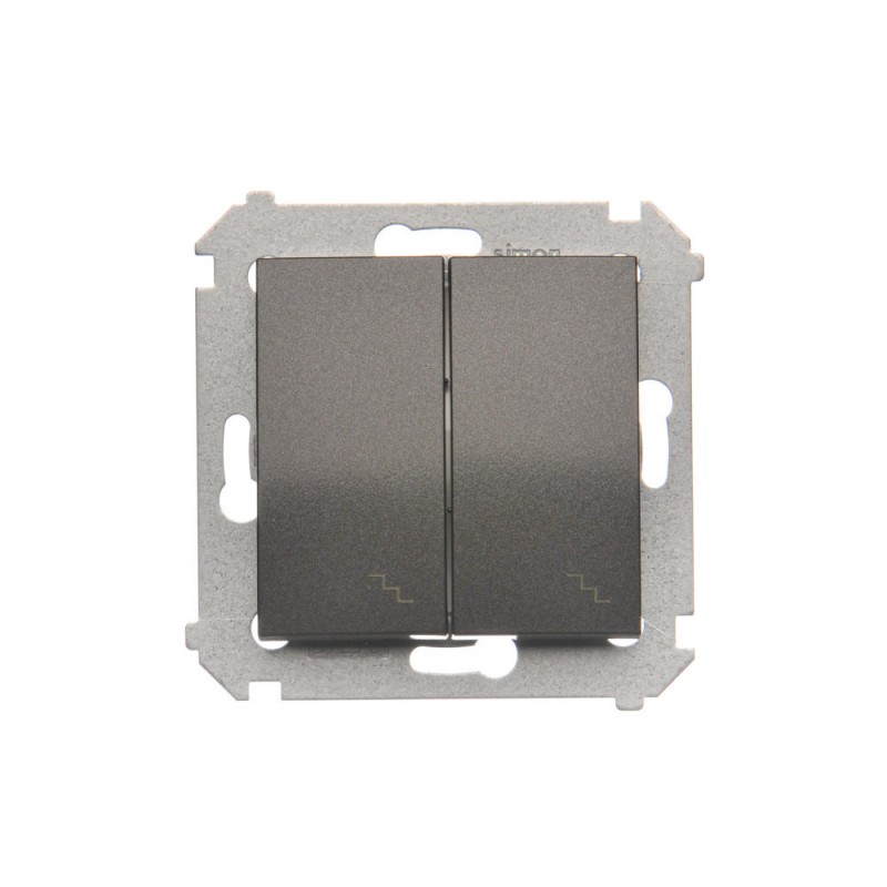 Simon 54 Łącznik schodowy podwójny z podświetleniem antracyt DW6/2L.01/48 Simon 54 Łącznik schodowy podwójny z podświetleniem antracyt DW6/2L.01/48