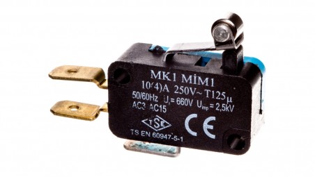 Wyłącznik krańcowy miniaturowy 1CO dźwignia krótka z metalową rolką T0-MK1MIM1