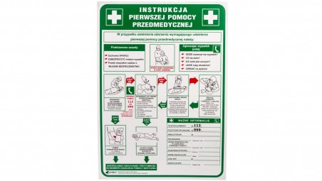 Tabliczka ostrzegawcza /Instrukcja pierwszej pomocy przedmedycznej/ IB13/P