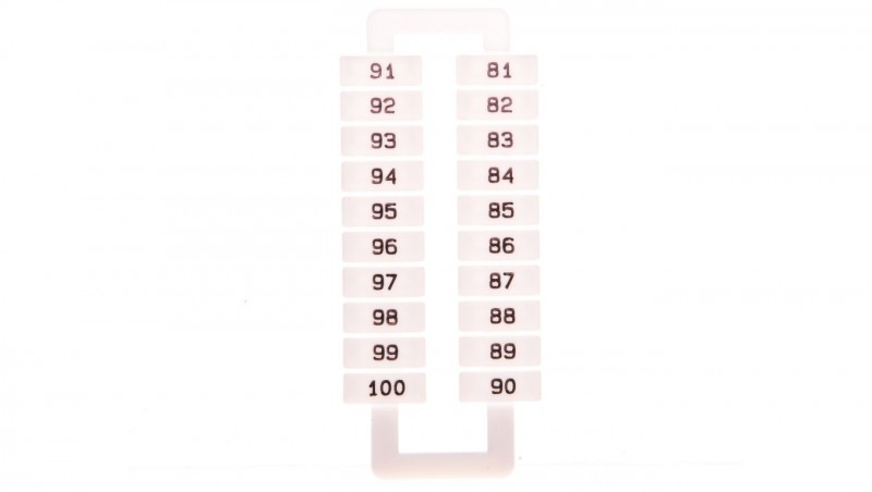 Oznacznik do złączek szynowych EURO 2,5-70mm2 /81-100/ biały 43192 (nadruk 81-100)/1 blister=20 szt/