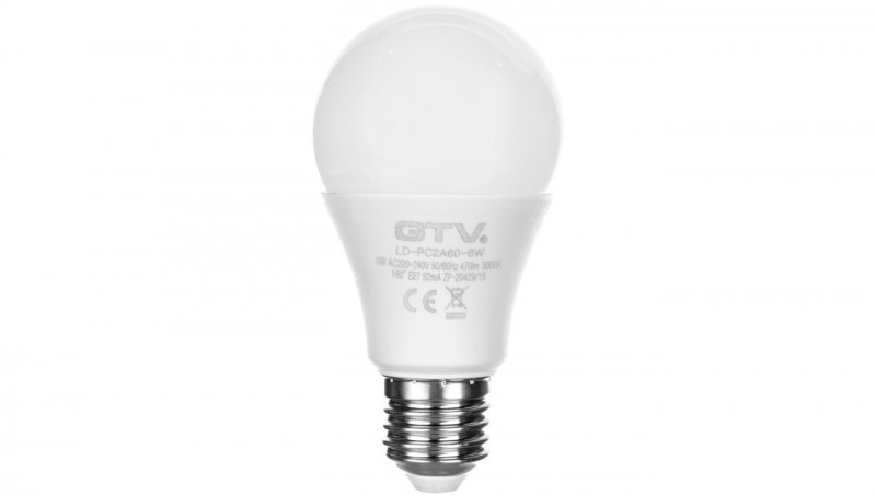 Żarówka LED E27 A60 6W 470lm ciepła biała AC230V 160st. LD-PC2A60-6W