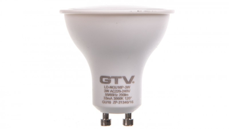 Żarówka LED GU10 3W 220lm 3000K AC180-250V 120st. LD-NGU10P-3W