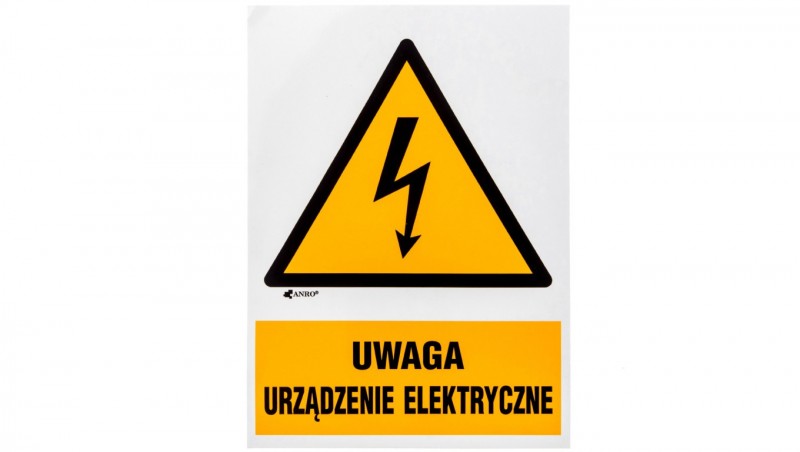 Samoprzylepna tabliczka ostrzegawcza /UWAGA URZĄZDENIE ELEKTRYCZNE 148X210/ 10EOA/Q4/F