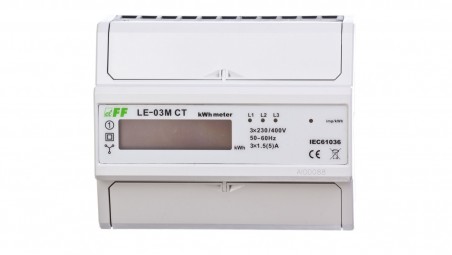 Licznik energii elektrycznwj 3-fazowy z programowalną przekładnią 5-6000/5A RS-485 MODBUS cyfrowy LE-03M-CT