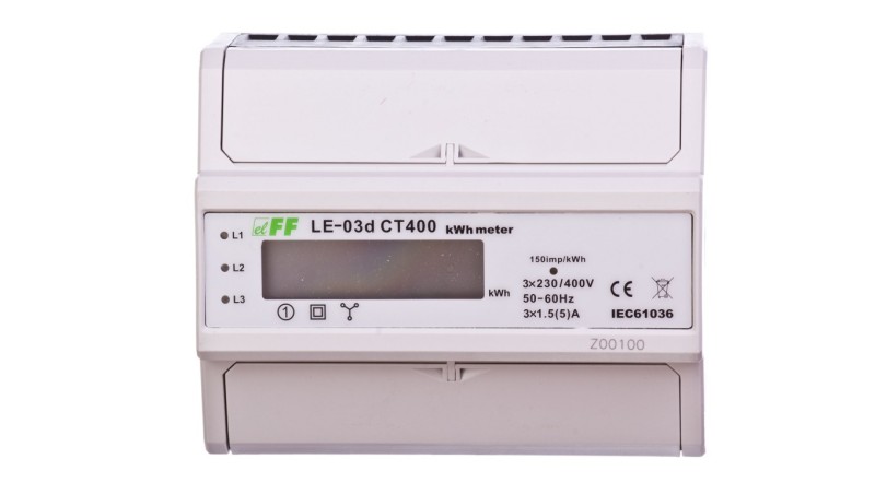 Licznik energii elektrycznej 3-fazowy przekładnikowy 400/5A z wyświetlaczem LCD LE03D-CT400 Licznik energii elektrycznej 3-fazowy przekładnikowy 400/5A z wyświetlaczem LCD LE03D-CT400