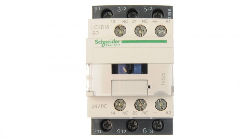 TeSys Deca Stycznik mocy 18A 3P 24V DC 1Z 1R LC1D18BD TeSys Deca Stycznik mocy 18A 3P 24V DC 1Z 1R LC1D18BD