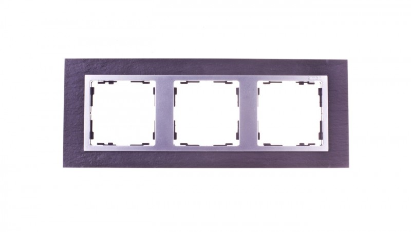 Simon 82 Ramka potrójna pozioma kamień łupek/ ramka pośrednia aluminium mat 82937-63