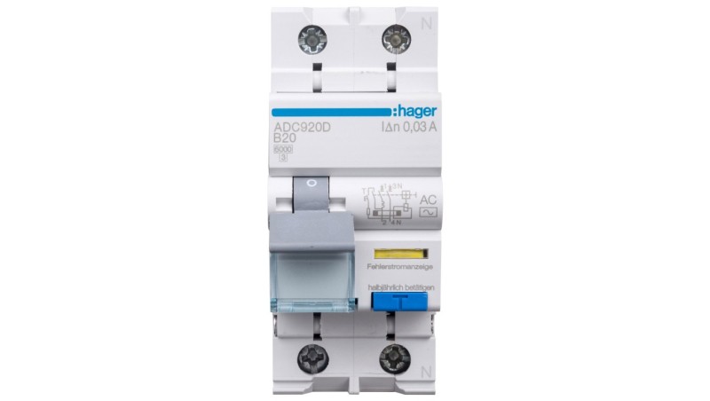 Wyłącznik różnicowo-nadprądowy RCBO 2P B20A 0,03A Typ AC ADC920D Wyłącznik różnicowo-nadprądowy RCBO 2P B20A 0,03A Typ AC ADC920D