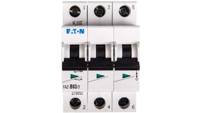 Wyłącznik nadprądowy 3P B 63A 15kA AC FAZ B63/3 278853 Wyłącznik nadprądowy 3P B 63A 15kA AC FAZ B63/3 278853
