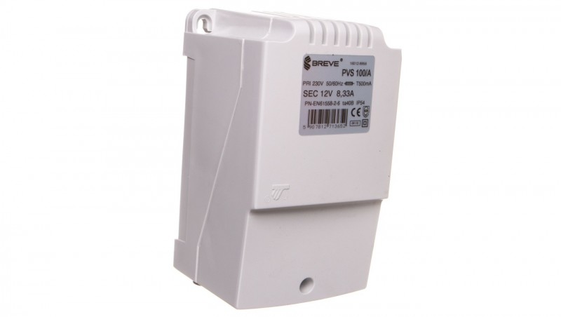 Transformator 1-fazowy PVS 100VA 230/12V /w obudowie IP54/ 16012-9956 Transformator 1-fazowy PVS 100VA 230/12V /w obudowie IP54/ 16012-9956
