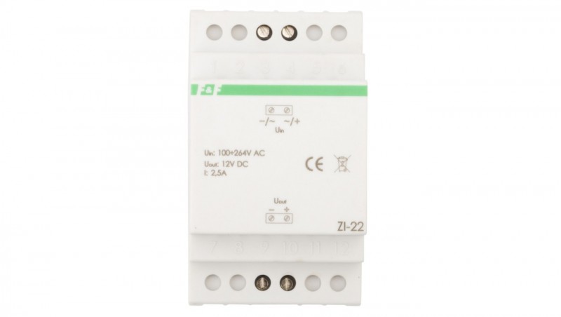 Zasilacz impulsowy 100-265VAC/12VDC 30W 2,5A ZI-22 Zasilacz impulsowy 100-265VAC/12VDC 30W 2,5A ZI-22