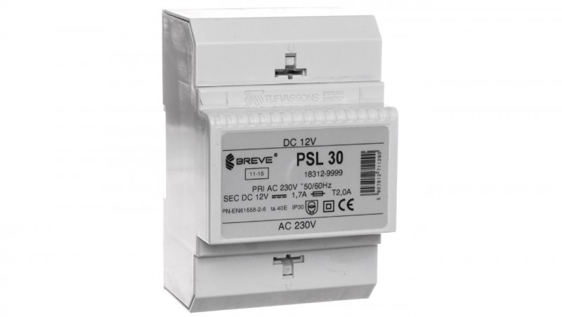 Zasilacz transformatorowy PSL 30 230VAC/12VDC 20W 1,7A 18312-9999