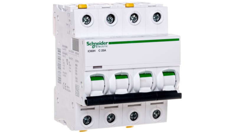 Wyłącznik nadprądowy 4P C 25A 10kA AC iC60H-C25-4 A9F07425 Wyłącznik nadprądowy 4P C 25A 10kA AC iC60H-C25-4 A9F07425