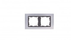 Simon 82 Ramka podwójna pozioma metalowa stal inox/ ramka pośrednia grafitowa 82827-37