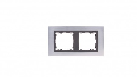 Simon 82 Ramka podwójna pozioma metalowa stal inox/ ramka pośrednia grafitowa 82827-37