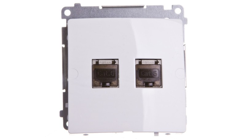 Simon Basic Gniazdo komputerowe podwójne 2xRJ45 kat.6 ekranowane z przesłoną białe BM62E.01/11 Simon Basic Gniazdo komputerowe podwójne 2xRJ45 kat.6 ekranowane z przesłoną białe BM62E.01/11