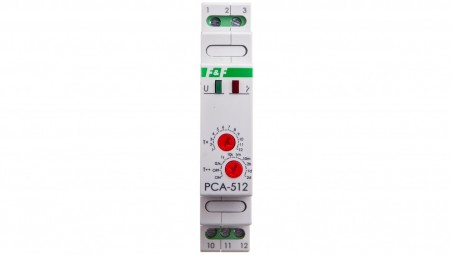 Przekaźnik czasowy 1P 10A 0,1sek-576h 24V AC/DC opóźnione wyłączenie PCA-512-24V