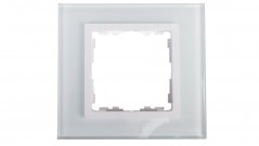 Simon 82 Ramka pojedyncza szklana natural/ ramka pośrednia biała 82617-60