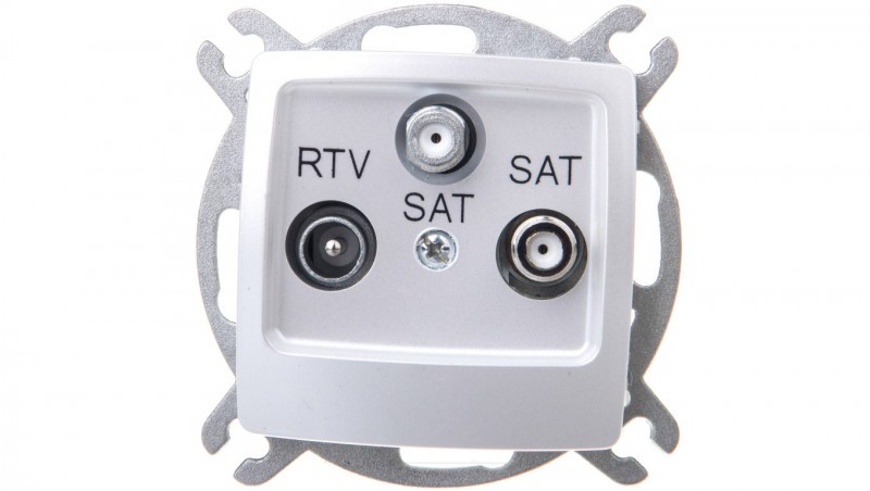 KARO Gniazdo antenowe RTV-SAT-SAT srebrny perłowy GPA-S2S/m/43