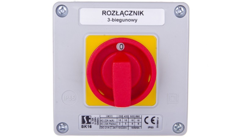 Łącznik krzywkowy 0-1 3P 16A w obudowie SK16-2.8211OB11ZC Łącznik krzywkowy 0-1 3P 16A w obudowie SK16-2.8211OB11ZC