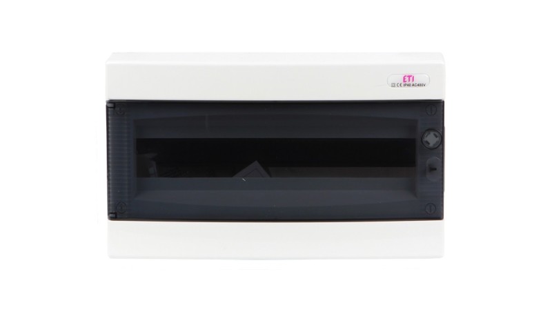 Rozdzielnica modułowa 1x18 natynkowa drzwi dymne / IP 40 400V AC / ECT18PT-s 001101068 Rozdzielnica modułowa 1x18 natynkowa drzwi dymne / IP 40 400V AC / ECT18PT-s 001101068