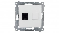 Simon 54 Gniazdo komputerowe pojedyncze RJ45 kat.6 z przesłoną białe D61.01/11