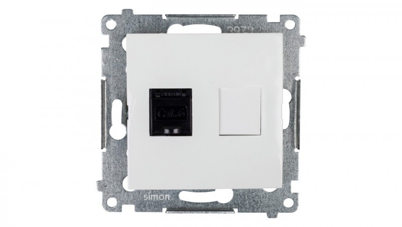 Simon 54 Gniazdo komputerowe pojedyncze RJ45 kat.6 z przesłoną białe D61.01/11 Simon 54 Gniazdo komputerowe pojedyncze RJ45 kat.6 z przesłoną białe D61.01/11