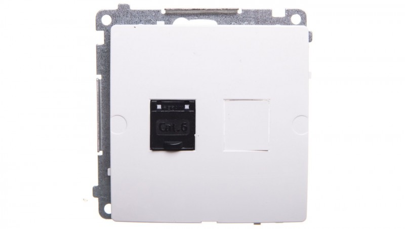 Simon Basic Gniazdo komputerowe pojedyncze RJ45 kat.6 z przesłoną białe BM61.01/11