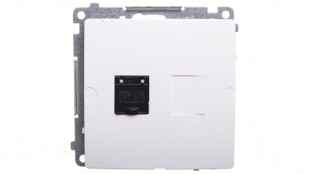 Simon Basic Gniazdo komputerowe pojedyncze RJ45 kat.6 z przesłoną białe BM61.01/11