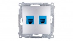 Simon 54 Gniazdo telefoniczne podwójne 2xRJ12 srebrny mat DT2.01/43