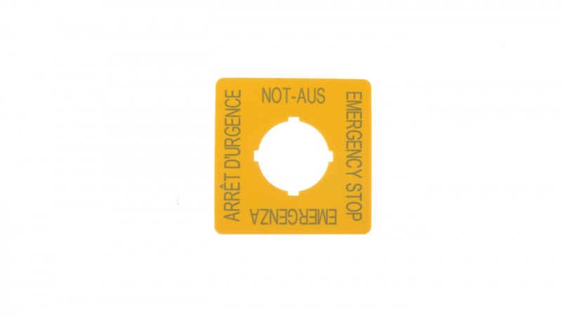 Tabliczka opisowa żółta kwadratowa 50x50mm EMERGENCY STOP M22-XYK1 216484